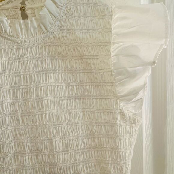 Sail to Sable White Smocked Ruffled Blouse NWOT - Picture 4 of 10